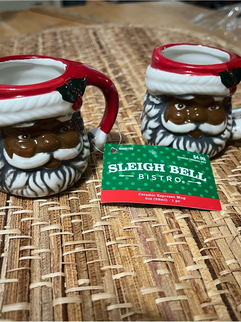 Target Red and White Santa Face Ceramic Espresso Mugs - Set of 2